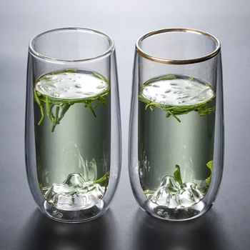 1 adet 350ml kurşunsuz çift katmanlı cam el yapımı cam isıya dayanıklı çay kahve içecek bardağı isıya dayanıklı şeffaf cam whis