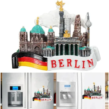 1 adet 3D DIY Turist Seyahat Hatıra buzdolabı Mıknatısı Berlin Almanya Bayrağı ve Kale