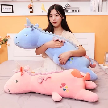 1 adet 60/125cm Kawaii bebek oyuncakları Anime Aşk Unicorn peluş oyuncaklar Güzel Hayvan Yastık Dolması Bebekler Çocuklar için Sevgilisi Çocuklar Hediyeler