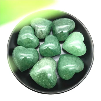 1 Adet Doğal Yeşil Çilek Kristal Kalp Şeklinde Kristal Cilalı Taşlar Şifa Dekor Hediyeler Doğal Taşlar ve Mineraller