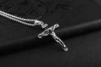 1 adet Paslanmaz çelik 316L Hıristiyan inanç İsa çapraz nimet Avrupa ve Amerikan tarzı erkek hediye kolye kolye takı