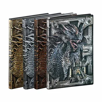 1 Kitap / Paket 4 Renkli Dinozor ve Kötü Ejderha retro 3D Etkisi kabartmalı defter ve Kağıt Günlüğü