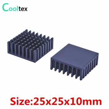 (10 adet / grup) 25x25x10mm siyah Alüminyum soğutucu radyatör ısı emici IC çip Elektronik entegre devre soğutucu soğutma