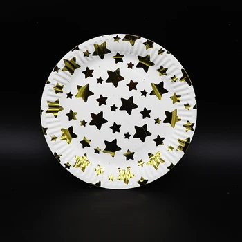10 adet / grup 7 inç Altın yıldız tabaklar Altın yıldız tema doğum günü partisi süslemeleri Altın yıldız tek kullanımlık tabaklar
