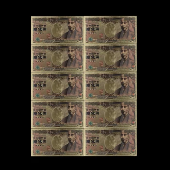 10 Adet / grup Muhteşem Japonya Altın Banknot 100 Milyon Yen Banknot Süslemeleri Koleksiyonu Hediyeler