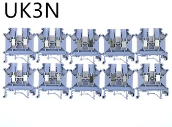 100 adet / kutu UK - 3N CE sertifikası UK3N DİN raylı Terminal blokları Phoenix tipi UK3N Kablolama kurulu konnektör terminalleri