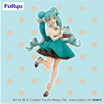 100 % Orijinal FuRyu Miku VOCALOİD nane Çikolata Şekil PVC Eylem Model Oyuncaklar Anime Kız Figürü Aksiyon Figürü