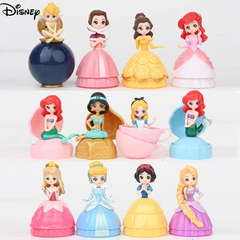 12 adet / grup Disney Prenses Model Oyuncaklar Bebek Bebekler Kapsül Prenses Topları Aksiyon Figürü PVC Kek Dekorasyon Oyuncaklar Çocuklar İçin