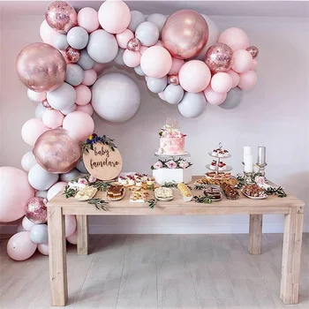 174 Adet Macaron Tozu Gri Lateks Balon Seti Ins Rüzgar Doğum Günü Düğün Odası Parti Dekorasyon Düğün Paketi
