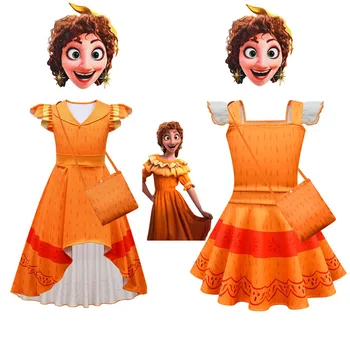 2-12 Yıl Çocuk Cosplay Encanto Pepa Kostüm Yaz Tatili Fantezi Kız Prenses Doğum Günü Partisi Fırfır Pilili Pepa Elbise