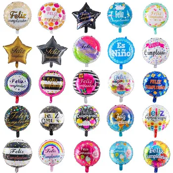 2 adet 18 İnç Feliz cumpleanos İspanyolca Mutlu Doğum Günü Serisi Alüminyum Film Balonlar doğum günü tatil parti dekorasyon