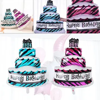 2 Renk Alüminyum Folyo Doğum günü üç katmanlı kek Balon Doğum Günü Partisi Dekorasyon