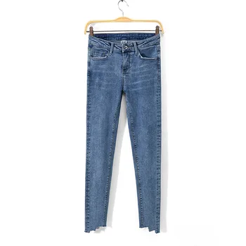 2019 Yeni kot kadınlar için yüksek bel ıns süper sıcak düzensiz pantolon kalem pantolon