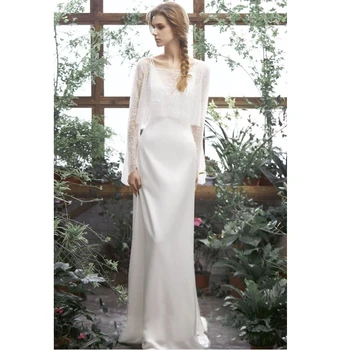 2020 düğün elbisesi Kapalı Omuz Aplike Gelin Elbiseler Kılıf Kısa Kollu Zarif Dantel Düğün gelinlikler