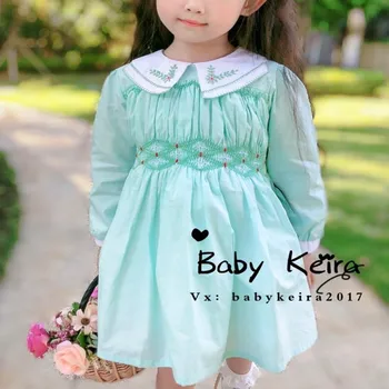 2021 ilkbahar sonbahar bebek kız önlüklü prenses elbise çocuk uzun kollu işlemeli doğum günü partisi elbisesi