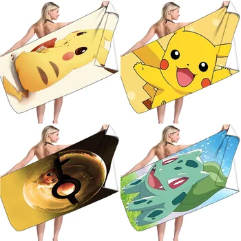 2021 Yeni Pokémon Plaj Havlusu Pikachu Karikatür Havlu Dijital Baskı 3D banyo havlusu çocuk doğum günü hediyesi