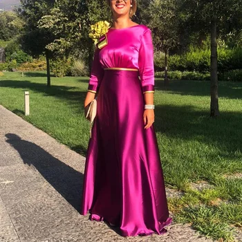 2022 A-LİNE Basit anne Gelin Elbiseler Zarif Jewel Boyun Üç Çeyrek Kollu Kat Uzunlukta Çiçek Düğün Konuk Elbise