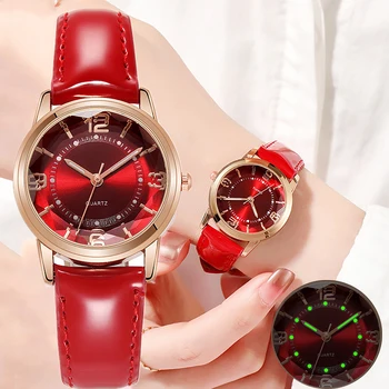 2022 Kadın Saatler Aydınlık Basit Vintage Küçük İzle Deri Kayış Casual Spor Bilek Saat Elbise Kol Saatleri Reloj Mujer