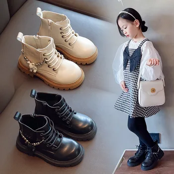 2022 Çocuk Kız Martin Tarzı Kısa Çizme Bahar Sonbahar Moda Bebek Çocuk Çizme 7 - 12y Anti-Kaygan Çocuk Ayakkabı Sıcak Satış