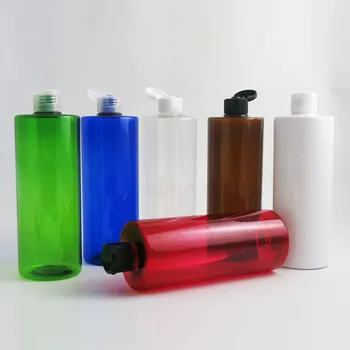 24x500 ml Büyük Amber Mavi Yeşil Kırmızı Beyaz Şeffaf Şampuan Vücut Yıkama Plastik PET şişe ambalaj kabı Kapaklı Kapaklı