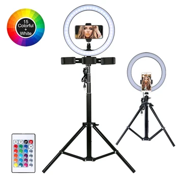 26CM led ışık Halkası İçin Tripod İle Mobil Destek Stüdyo Kelepçe Selfie halka ışık Jant Fotoğrafçılık Ringh Rong Lite Aydınlatma