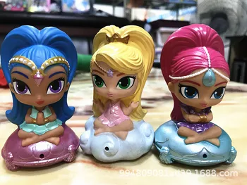 3 adet Yeni prenses Pırıltılı aksiyon figürleri Moda Parlaklık kardeş figürleri esnek tutkal bebek Banyo oyuncak seti kızlar için hediyeler bebek