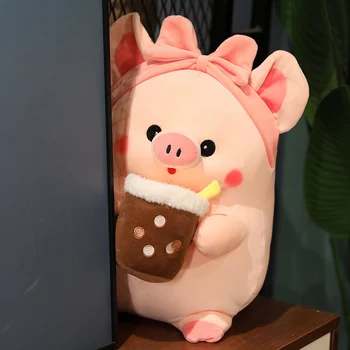 30/40/50cm Sevimli Şişman Domuz Kabarcık Çay ile doldurulmuş oyuncak Yumuşak Peluş Pembe Yay Piggy oyuncak bebekler Çocuklar Kızlar için Doğum Günü Noel Hediyesi