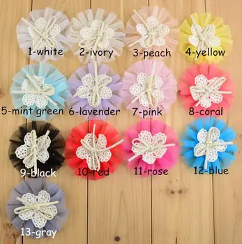 30 ADET 7.5 CM dantel çiçek çocuk kafa bandı DIY zanaat renkleri seçebilirsiniz (HMF-77)