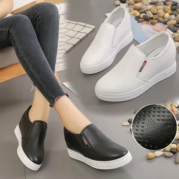 3cm İç Artış Kadın Ayakkabı Rahat Platform Loafer'lar Kadınlar için Rahat Düz PU yürüyüş ayakkabısı üzerinde Kayma Chaussure Femme