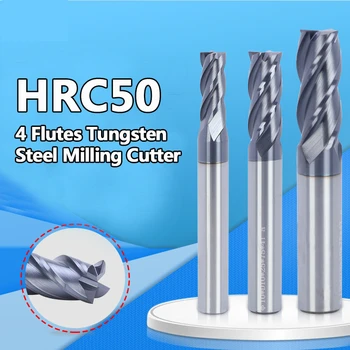 4 Flüt Karbür End Mill 1-10mm HRC50 Tungsten Çelik freze kesicisi cnc işleme makinesi Kesme Aleti