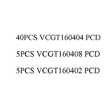 40 adet VCGW160404 PCD + 5 adet VCGW160408 PCD + 5 adet VCGT160402 PCD Elmas bıçak işleme alüminyum