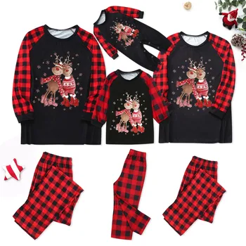 40# Aile Eşleştirme Pijama Noel Kostüm Seti 2021 Merry Christmas Geyik Yetişkin Çocuklar Bebek Tulum aile pijamaları Kıyafetler