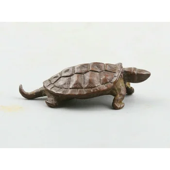 40MM Çin Bronz Sevimli Hayvan Shou Kaplumbağa Uzun Ömürlü Kaplumbağa Küçük Heykeli 38g