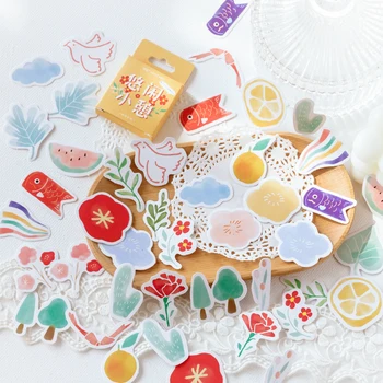 46 adet Yaz Taze Dekoratif Kırtasiye mini kağıt Çıkartmalar Scrapbooking DIY Günlüğü Albümü Yapışkan Etiket