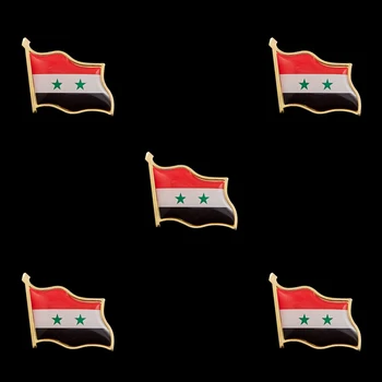 5 ADET Suriye Vatanseverlik Çatışma Savaş Renk Metal Altın Kaplama Epoksi Sallayarak Bayrak Yaka İğneler Güvenlik