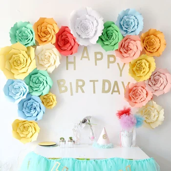 5 Renkler DİY Kağıt Çiçek Duvar Dekorasyonu Düğün Özel Kağıt Çiçek Doğum günü Partisi Çocuk Oyuncak için Parti Malzemeleri Zemin Ayarlayın 