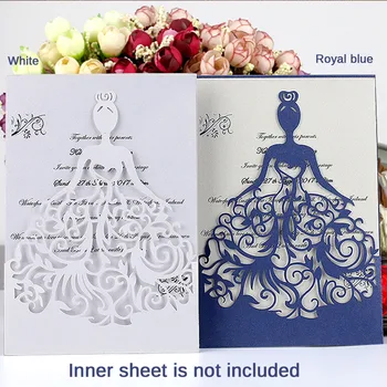 50 adet / paket Zarif Oyma Gelin Desen Lazer Kesim düğün davetiyesi Kartı Olay Parti Kaynağı Parlak İnci Kağıt evlilik davetiyesi