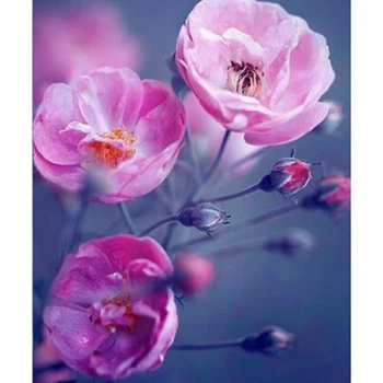 5D DİY Kare / Yuvarlak Elmas Elmas Boyama Çiçek Boyama Pembe Tomurcuk Güzellik Resim Çapraz Dikiş Nakış sanat dekoru WG3211