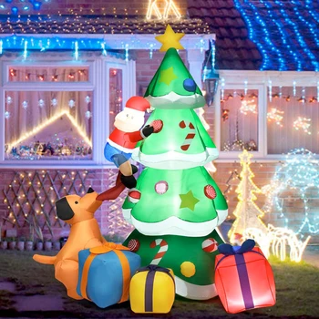 6.9 ft şişme yılbaşı ağacı Bahçe Dekorasyon için Noel Baba Tırmanma Ağacı Aydınlık şişme oyuncaklar Noel Açık Süs