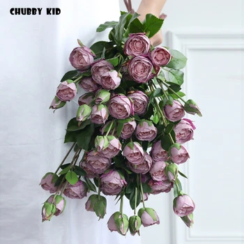 6 adet / grup ! 5 kafaları yüksek kaliteli İngilizce güller sahte dekoratif gül çiçek düğün yapay çiçek toptan
