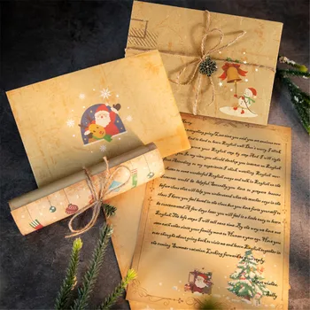 6 adet Merry Christmas Zarf Kraft Boş Zarflar Noel Partisi Yeni Yıl 2022 noel hediyesi Mektup Kağıdı Davetiye Zarfı