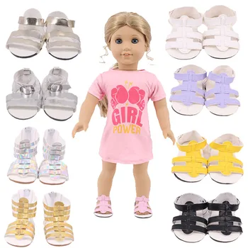 7Cm Bebek Sandalet Düz Renk Sevimli Ayakkabı 18 İnç Amerikan ve 43Cm Doğan Bebek Moda Günlük Giyim Bizim Nesil Kız doğum günü hediyesi