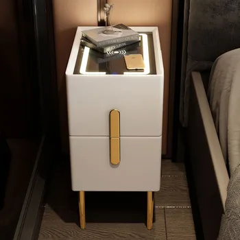 Akıllı Başucu Masa Modern Tarzı Yatak Odası Mini Komodinler Kablosuz Şarj bluetooth hoparlör Çok Fonksiyonlu yan kabin