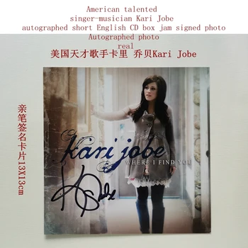 Amerikalı yetenekli şarkıcı-müzisyen Kari Jobe imzalı kısa İngilizce CD kutusu reçel imzalı fotoğraf İmzalı fotoğraf gerçek