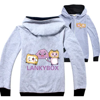Anime Lankybox Ceketler Kızlar için Kapüşonlu Sweatshirt Erkek Bebek Hoodies Çocuk Giysileri Sonbahar Çocuk Hoody Kazak Fermuarlı Ceket
