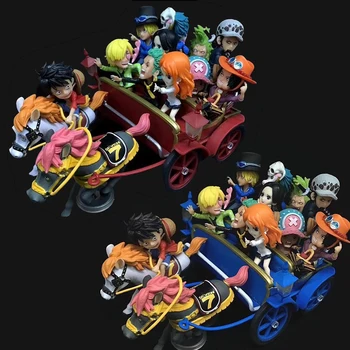 Anime Tek Parça 20th Yıldönümü Luffy Zoro Sanji Ace Sabo Karakter Arabası Heykeli PVC Action Figure Koleksiyon Model Oyuncak Hediye