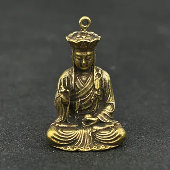 Antika Saf Bakır Ksitigarbha Bodhisattva Heykeli Bronz Figürler Ev Masaüstü Dekorasyon Buda Minyatürleri El Sanatları Süsler