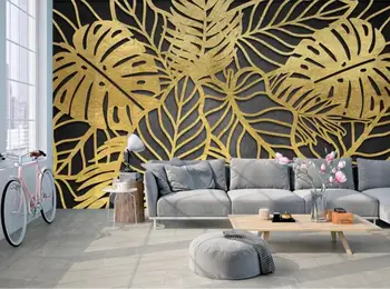 Bacal Avrupa kabartma rakamlar geri modern altın yaprak üç boyutlu arka plan duvar dekorasyon boyama 3D duvar kağıdı duvar