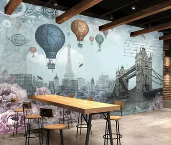 Bacal Modern moda yüksek dekoratif boyama duvar kağıdı 3D retro İngiliz rüzgar sıcak hava balon arka plan duvar kağıtları ev dekor