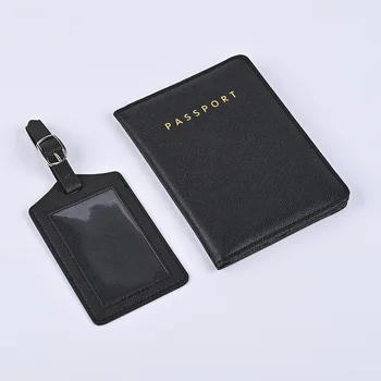 Bagaj Etiketi Pasaport Kapağı 1 takım Yüksek Kalite Pu Deri seyahat cüzdanı kart tutucu Siyah Pembe Renk